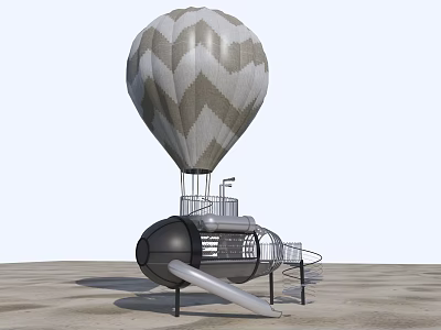 Modern Hot Air Balloon Shaped Play Equipment With Slide And Platform Structure 3d model