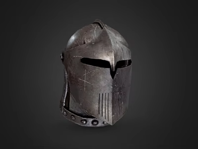Medieval Metal Helmet as Historical Combat Weapon with Face Guard and Rivets 3d model