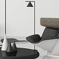 Modern Sofa Coffee Table Set With Red Sofa Round Table Accent Chairs Floor Lamp 3d model