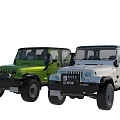 Green and White Jeep Style Off Road Cars with Rugged Exterior Details