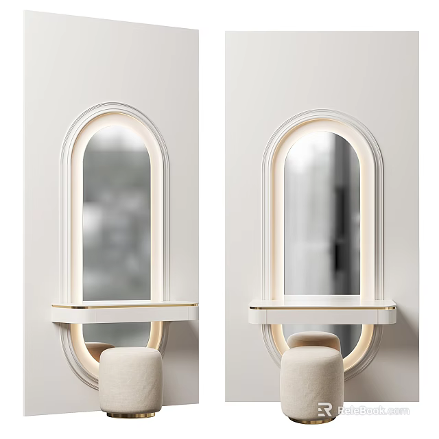 Modern Arched Mirror With Backlit LED Lighting And Shelf For Bathroom Decor 3d model 