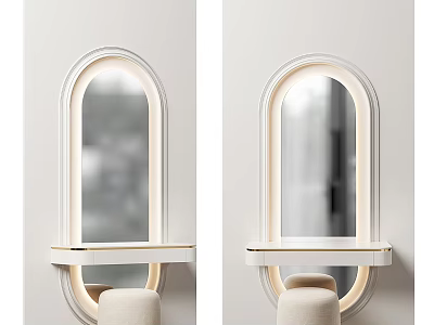 Modern Arched Mirror With Backlit LED Lighting And Shelf For Bathroom Decor 3d model