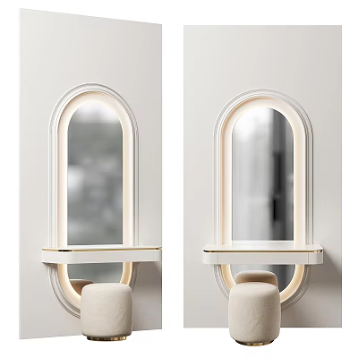 Modern Arched Mirror With Backlit LED Lighting And Shelf For Bathroom Decor 3d model