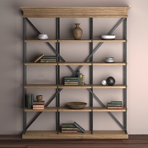 Storage Rack Shelf Bookshelf Storage Rack Decorations Ornaments Pot Book Home Study 3d model