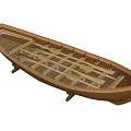 Handcrafted Wooden Boat Model Featuring Detailed Interior Structure And Wooden Frames