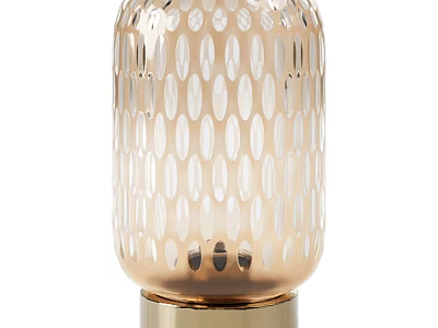 Elegant Modern Glass Table Lamp With Oval Perforated Pattern And Gold Base 3d model