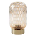 Elegant Modern Glass Table Lamp With Oval Perforated Pattern And Gold Base 3d model