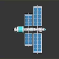 Detailed Space Station Model With Blue Solar Panels And White Blue Structure