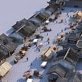 Ancient Architecture Street With Traditional Houses Stone Paths And Pedestrians