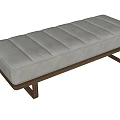 Two Contemporary Modern Upholstered Benches With Tufted Cushion And Wooden Frame
