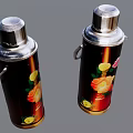 Decorative Thermos Flasks With Silver Lids Black Bodies And Colorful Flower Patterns