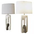 Modern Table Lamp With White Fabric Shade And Unique Geometric Base Design 3d model