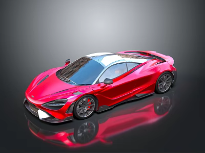 Sleek Red Sports Car Featuring Streamlined Design Shiny Exterior And White Roof 3d model