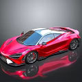 Sleek Red Sports Car Featuring Streamlined Design Shiny Exterior And White Roof