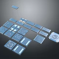 Collection Of Blue Floor Tiles With Various Patterns And Shapes