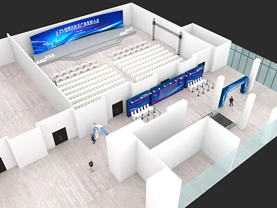 Modern Banquet Hall Interior With Audience Seats Stage And Entrance Area 3d model