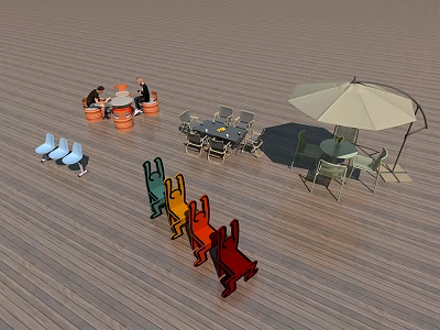 Outdoor Table and Chair Outdoor Table and Chair Combination 3d model