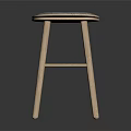 Light Wooden Bar Stool With Gray Cushioned Seat And Simple Modern Design