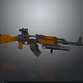 Pixel Style Assault Rifle Weapon Featuring Orange Black Design and Scope Sight 3D Render 3d model