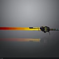 Futuristic Red Gradient Blade Sword With Yellow And Black Mechanical Handle And Blue Accents
