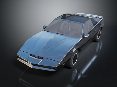 Vintage Blue Sports Car With Black Roof And Sleek Shiny Body Design 3d model
