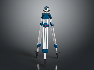 Professional Commercial Surveying Instrument With Sturdy Blue And White Tripod For Precision Measurement 3d model