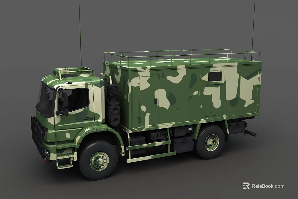 Camouflage Military Utility Vehicle With Roof Rack And Functional Exterior Design 3d model 