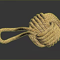 Decorative Yellow Coiled Rope Ball With Shiny Texture On Dark Surface 3d model