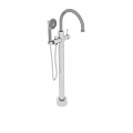 Modern Double Shower Faucet With Handheld And Overhead Showerheads In Stainless Steel