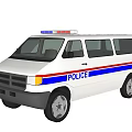 White Police Car With Blue Red Stripes Roof Police Lights And Side POLICE Lettering