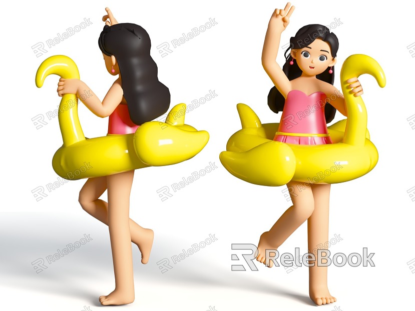 Summer Swimwear Summer Seaside Surfing Girl Figure Image Summer Vacation Seaside Travel Girl Swimming Set model