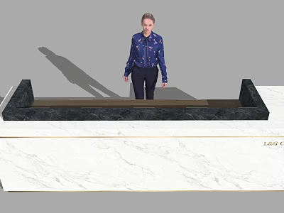 Contemporary Reception Desk With Black Frame And White Marble Countertop Design 3d model