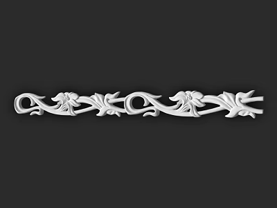 White Carved Decorative Ornament With Floral Vine Patterns For Home Decoration 3d model