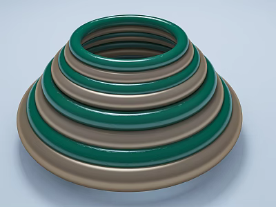 Modern Decorative Ornament Set With Tiered Green And Brown Rings Design 3d model