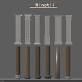 Architectural Decorative Roman Columns With Various Styles And Different Materials Arrangement 3d model