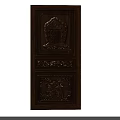 Traditional Wooden Swing Door With Intricate Carved Patterns And Decorative Elements