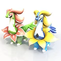 Colorful Flower Shaped Pokemon Figurines With Pink Green Yellow Blue Designs