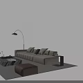 Modern Fabric Sofa and Marble Coffee Table Set With Floor Lamp Accent Chair and Ottoman