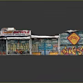 Tour Bicycle Shop Facade With Colorful Graffiti Art And Vintage Signage