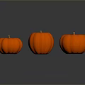 Three Vibrant Orange Pumpkins Fresh Ripe Food For Cooking And Baking