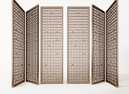 Modern glass screen metal screen partition water pattern glass screen combination 3d model