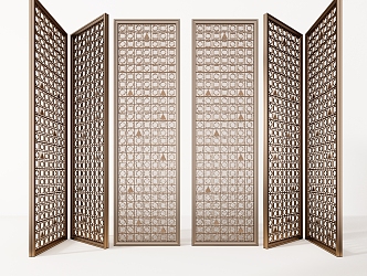 Modern glass screen metal screen partition water pattern glass screen combination 3d model