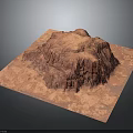 Realistic Red 3D Terrain Model With Mountainous Structure And Detailed Texture 3d model