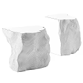 Two White Natural Stone Coffee Tables with Rough Texture and Minimalist Design
