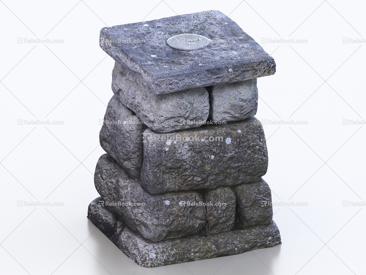 Chimney Stone Platform Stone Pillar Tablet 3d model