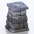 Chimney Stone Platform Stone Pillar Tablet 3d model