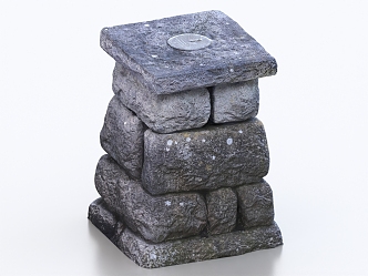 Chimney Stone Platform Stone Pillar Tablet 3d model