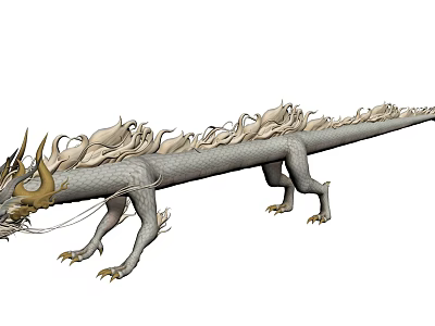 Traditional Chinese Mythical Dragon With Long Serpentine Scaled Body And Ornate Details 3d model