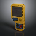 Yellow Retro Handheld Game Console With Screen Buttons And Speaker Grille 3d model