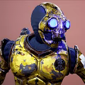 Detailed Yellow And Blue Sci Fi Armor Game And Movie Character Design